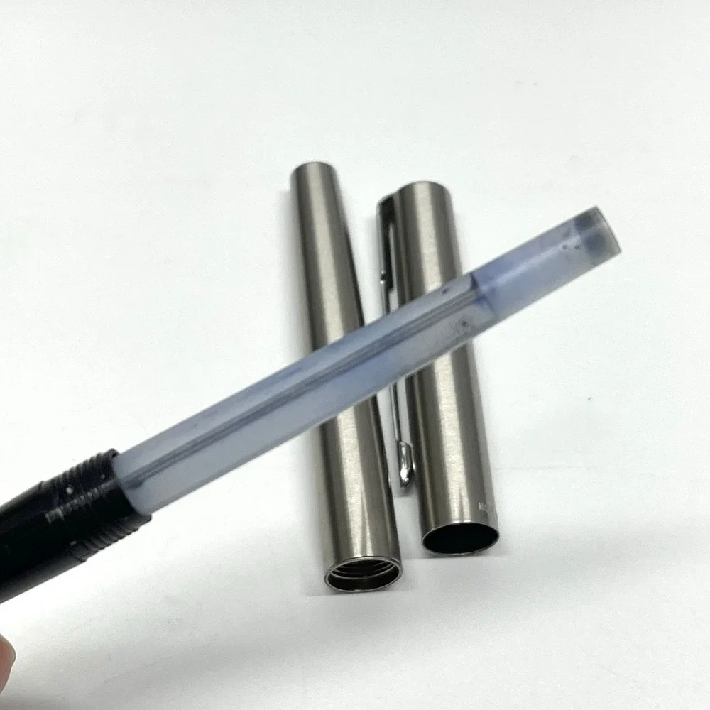 Parker Brushed Steel Fountain Pen M‎ Nib Made In UK In Box No ink